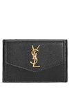 Uptown Grain De Poudre Embossed Leather Flap Card Case Black - SAINT LAURENT - BALAAN 2