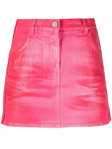 Side Zipper Luster Denim Mini H-Line Skirt - GIVENCHY - BALAAN 1