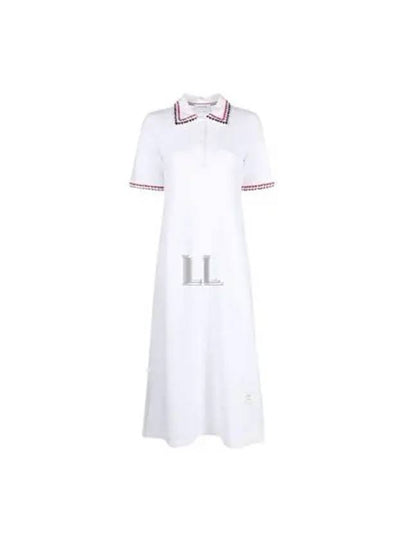 RWB Trimmed Polo Cotton Midi Dress White - THOM BROWNE - BALAAN 2