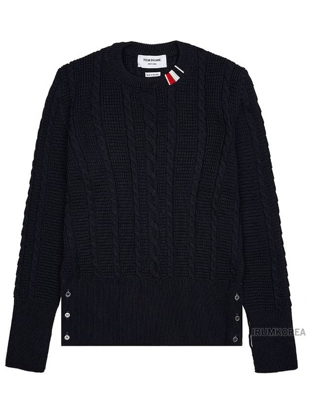 RWB Cable Wool Knit Top Navy - THOM BROWNE - BALAAN 2