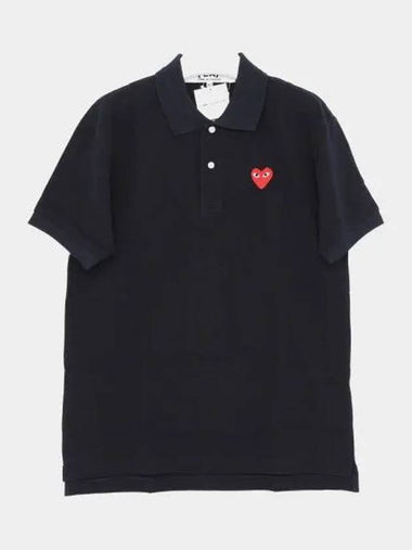 Heart Logo Classic Collar Short Sleeve Men s T Shirt P1T0062 NAVY 270726 1039665 - COMME DES GARCONS - BALAAN 1