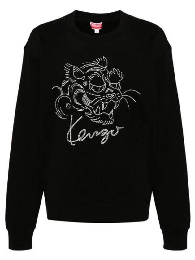 Star Tiger Embroidery Crew Neck Sweatshirt Black - KENZO - BALAAN 2