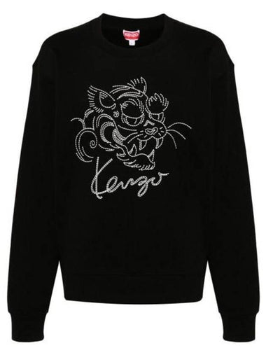 Star Tiger Embroidery Crew Neck Sweatshirt Black - KENZO - BALAAN 1