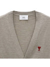 Red Heart Logo Merino Wool Cardigan Beige - AMI - BALAAN 3