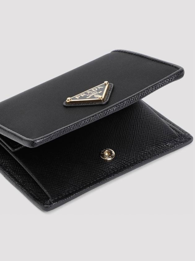 Logo leather bifold wallet black - PRADA - BALAAN 6