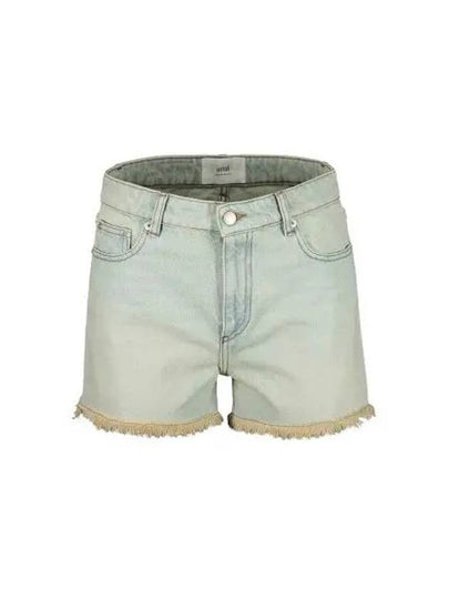 Back Logo Patch Denim Shorts Light Blue - AMI - BALAAN 2