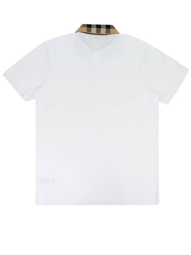 Men's Check Collar Cotton Polo Shirt White - BURBERRY - BALAAN 3