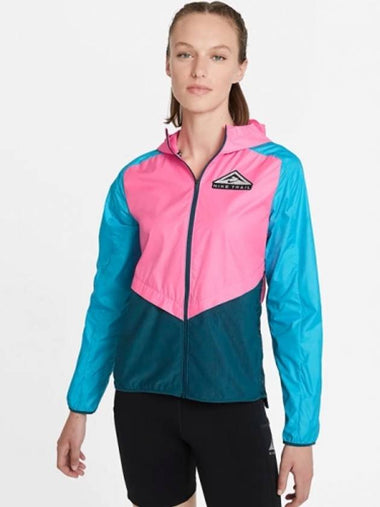 01DC8042607Women'sShield Trail Running JacketPink Teal Blue - NIKE - BALAAN 1