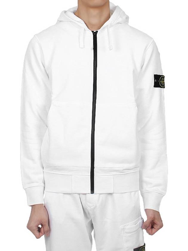 Compass Badge Zip Up Hoodie White - STONE ISLAND - BALAAN 3