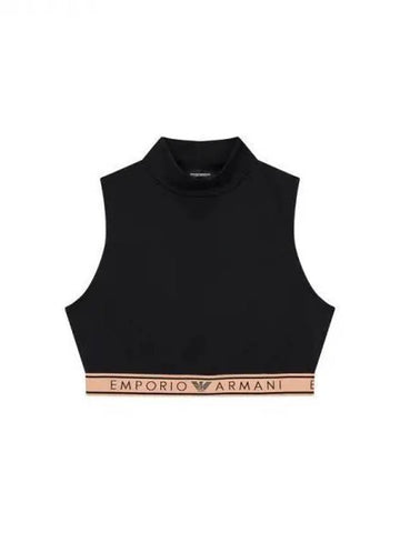 UNDERWEAR Women s Logo Banding High Neck Crop Top Black 270273 - EMPORIO ARMANI - BALAAN 1