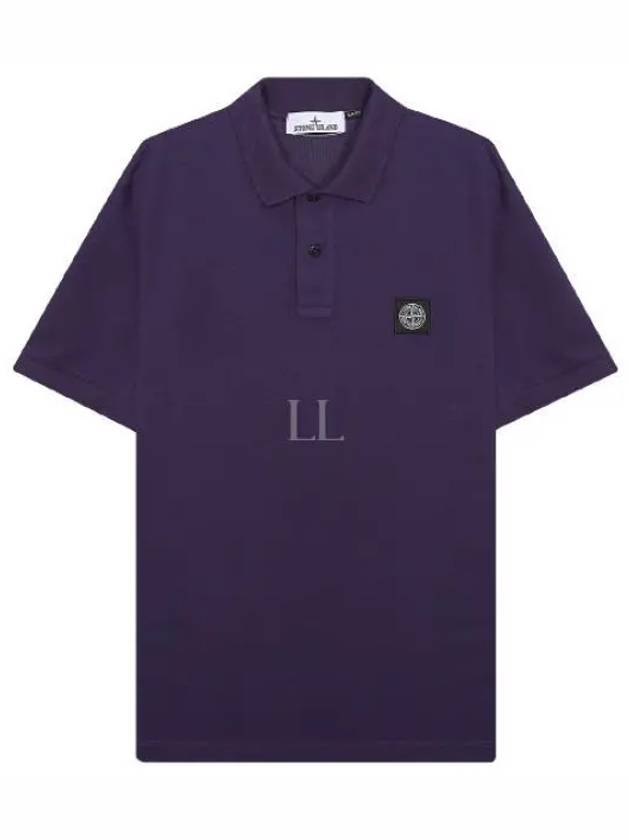 Men's Logo Patch Cotton Polo Shirt Purple - STONE ISLAND - BALAAN 2