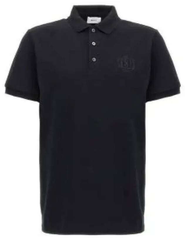 Embroidery Logo Short Sleeve Polo Shirt Black - BALLY - BALAAN 2