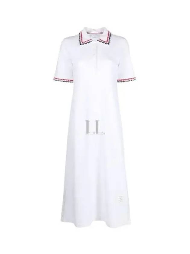 RWB Trimmed Polo Cotton Midi Dress White - THOM BROWNE - BALAAN 2