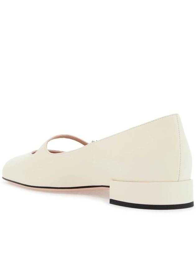 ivory kid leather ballerinas with crystal flower - VALENTINO - BALAAN 3