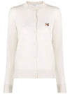 Fox Head Patch Knit Wool Cardigan Ecru - MAISON KITSUNE - BALAAN 2