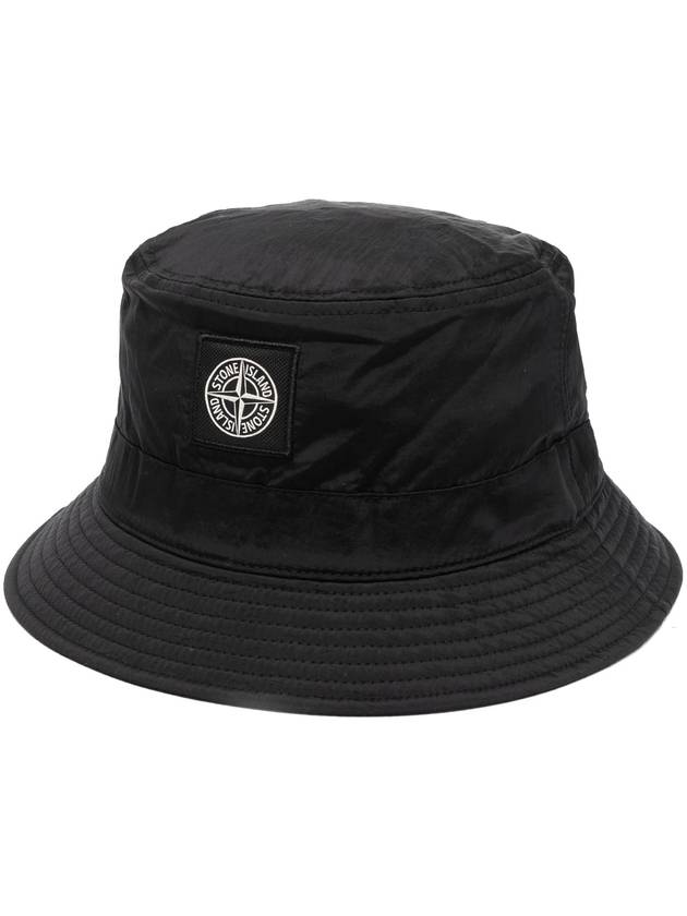 Logo Patch Nylon Metal Bucket Hat Black - STONE ISLAND - BALAAN 2