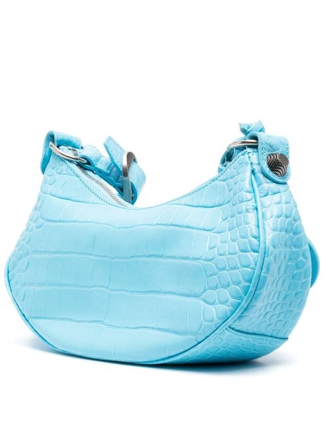 Le Cagole XS  Crocodile Embossed Shoulder Bag Blue Sky - BALENCIAGA - BALAAN 3