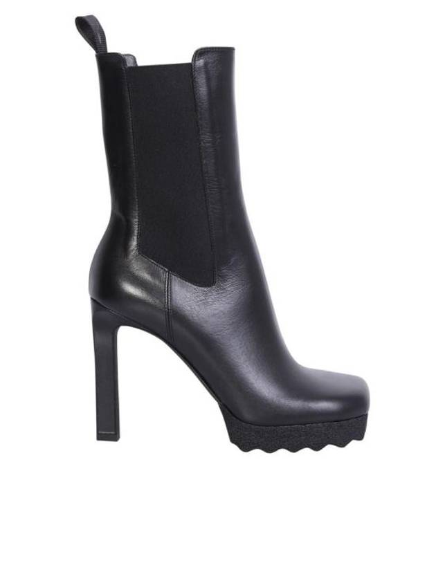 Round Toe Leather Chelsea Boots Black - OFF WHITE - BALAAN 2