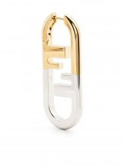 FF Logo Metal Long Earrings Gold White - FENDI - BALAAN 2