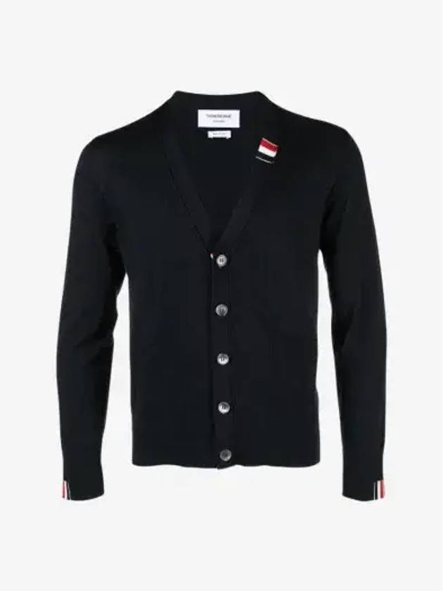 Men's Jersey Stitch V-Neck Cardigan Navy - THOM BROWNE - BALAAN 3