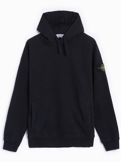 Wappen Patch Brushed Cotton Fleece Hoodie Black - STONE ISLAND - BALAAN 2