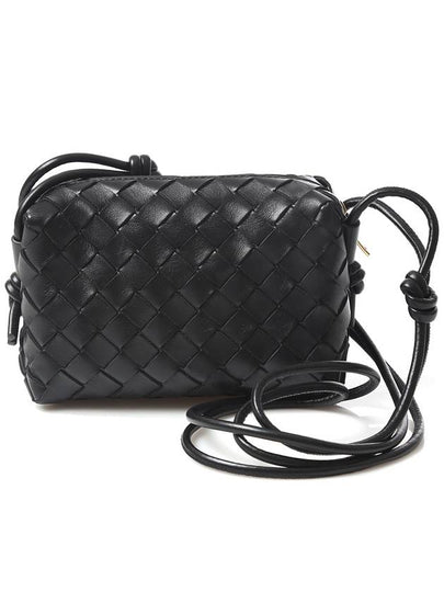 Intrecciato Loop Small Leather Cross Bag Black - BOTTEGA VENETA - BALAAN 2