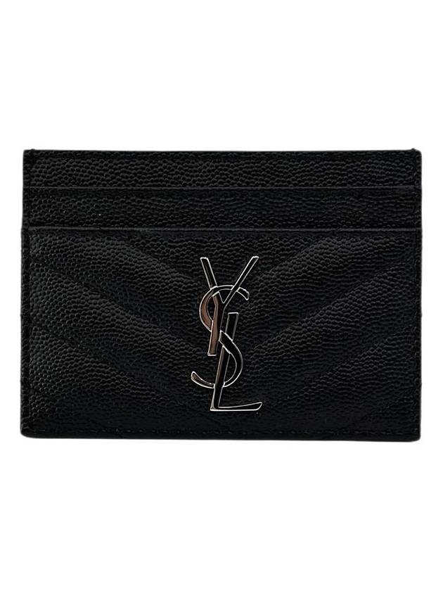 Monogram Chevron Silver Card Wallet 423291 BOW02 - SAINT LAURENT - BALAAN 1