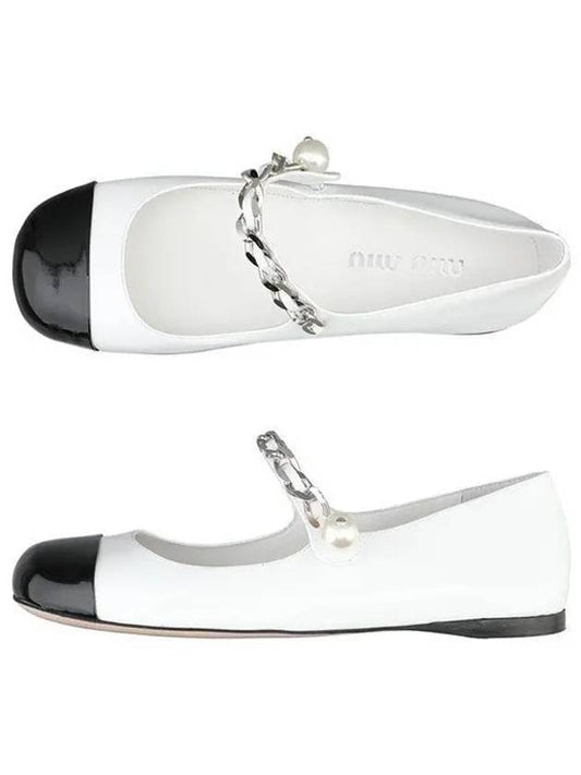 Patent Leather Ballerina Black White - MIU MIU - BALAAN 2