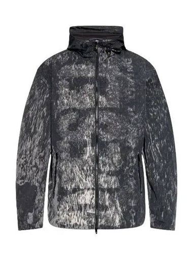 J Brick Rain Camo Print Hooded Windbreaker Black - DIESEL - BALAAN 1