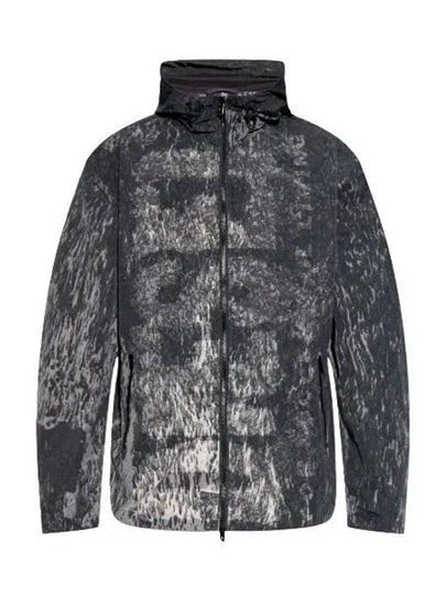 J Brick Rain Camo Print Hooded Windbreaker Black - DIESEL - BALAAN 2