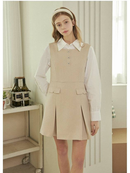 Primrose tweed bustier mini dress pink beige - MICANE - BALAAN 1