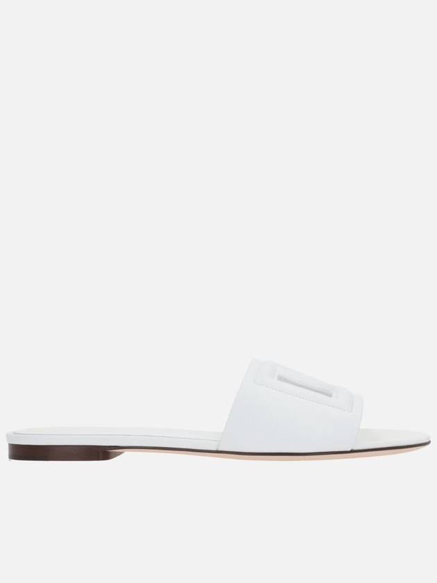 DG Logo Leather Flat Slippers White - DOLCE&GABBANA - BALAAN 2