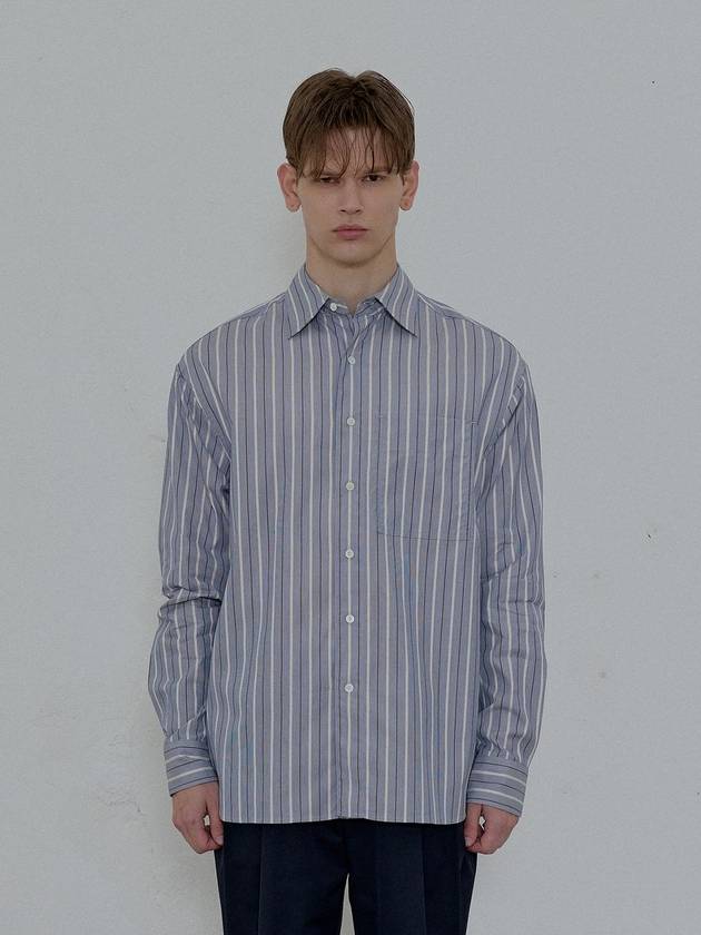 Kuwamura Striped Long Sleeve Shirt Blue - FILLCHIC - BALAAN 2