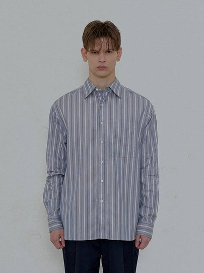 Kuwamura Striped Long Sleeve Shirt Blue - FILLCHIC - BALAAN 2