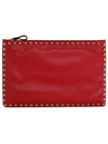 Rockstud Leather Clutch Bag Red - VALENTINO - BALAAN 1