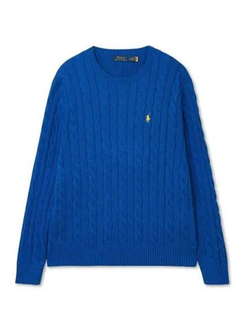 Cable knit cotton sweater dark blue - POLO RALPH LAUREN - BALAAN 1