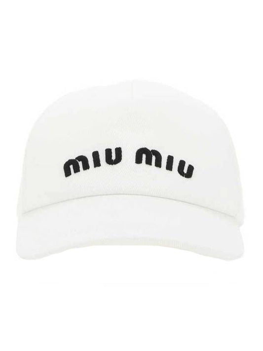 Logo Embroidered Drill Ball Cap white black - MIU MIU - BALAAN 1