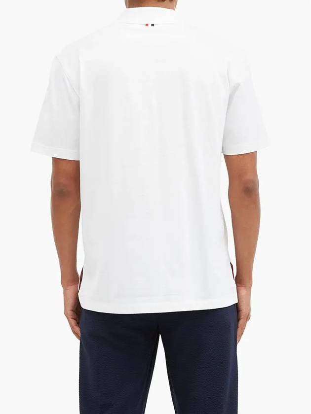 Side Slit Three Stripe Tab Short Sleeve Polo Shirt White - THOM BROWNE - BALAAN 5