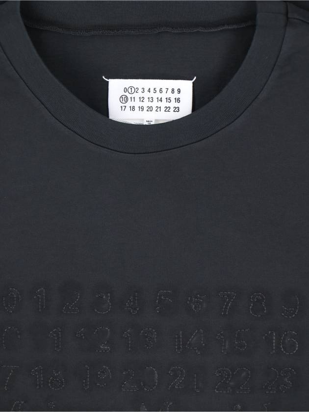 Embroidered Logo Cotton Short Sleeve T-Shirt Black - MAISON MARGIELA - BALAAN 4