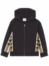 Kids Women s Check Panel Hooded Zip up Black 8047427 - BURBERRY - BALAAN 1