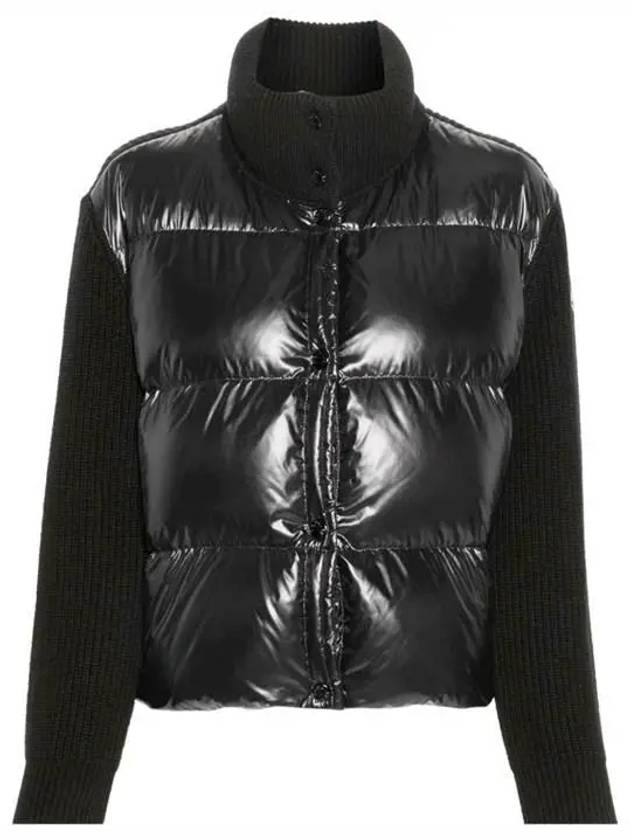 Zip-up Wool Cardigan Padding Black - MONCLER - BALAAN 2