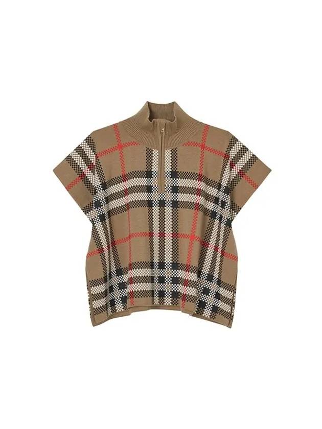 Kids Vintage Check Half Neck Wool Cape Coat Beige - BURBERRY - BALAAN 1