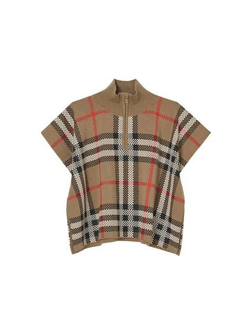 8068387 A7028 Vintage Check Half Neck Junior Cape - BURBERRY - BALAAN 1