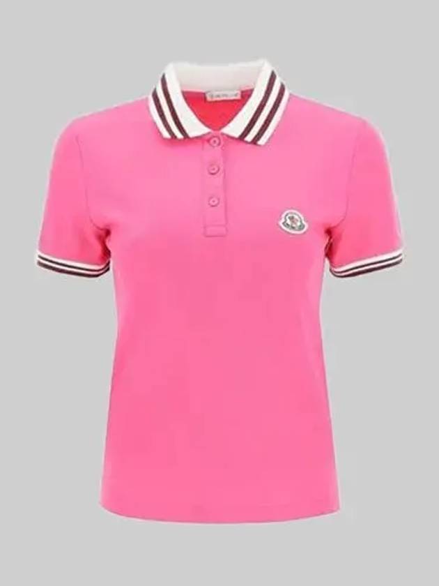 8A00005 84720 544 Hot pink women’s short sleeve polo t-shirt - MONCLER - BALAAN 1