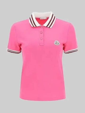 8A00005 84720 544 Hot pink women’s short sleeve polo t-shirt - MONCLER - BALAAN 1