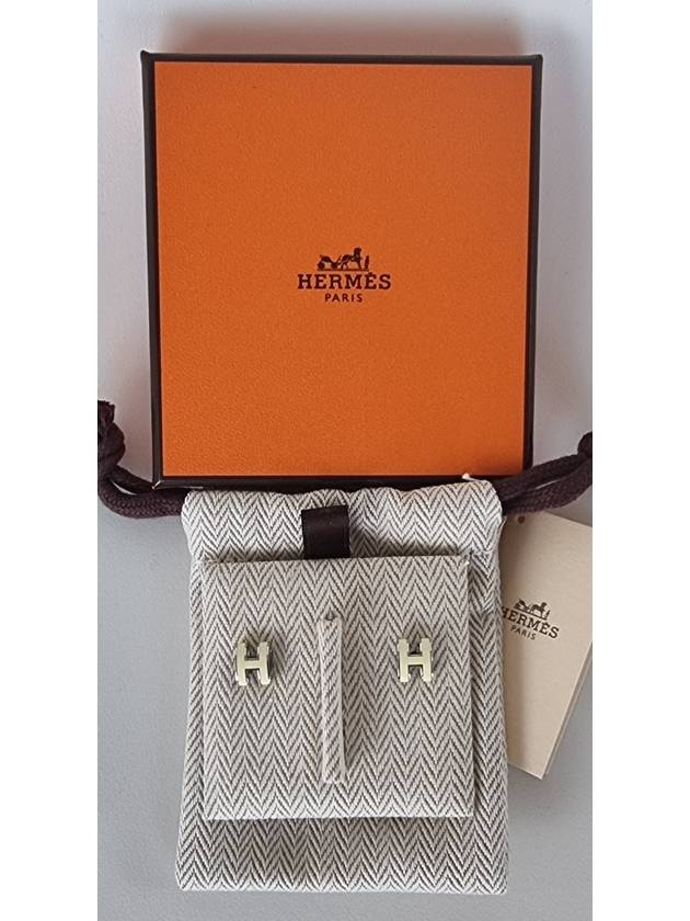 Mini Pop H Palladium Earrings Noir - HERMES - BALAAN 5