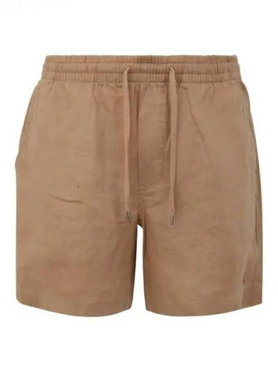 Embroidered Pony Logo Prepster Linen Shorts Brown - POLO RALPH LAUREN - BALAAN 2