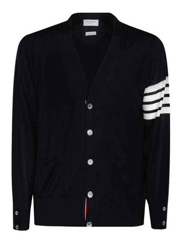 Men's Sustainable Classic Diagonal Wool Cardigan Navy - THOM BROWNE - BALAAN 2