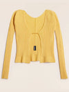 La Maille Pralu Longue Micro Charm Logo Cardigan Light Yellow - JACQUEMUS - BALAAN 4