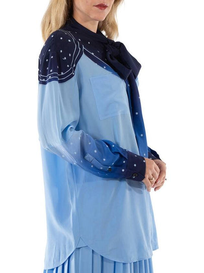 Burberry Soft Cornflower Blue Bindie Constellation-Print Silk Blouse, Brand Size 12 (US Size 10) - BURBERRY - BALAAN 2